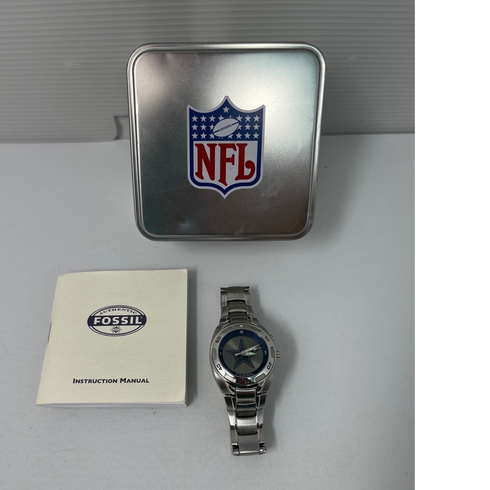 VTG Fossil Kaleido NFL Dallas Cowboys Watch Stainless Steel NFL-1054 Tin Manual